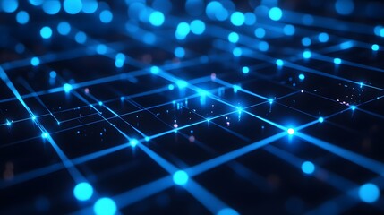 Network of glowing blue lines and points.