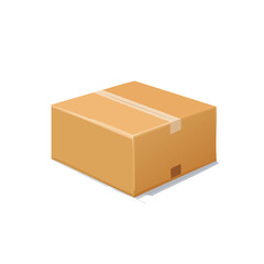 Cardboard Boxes &ndash; Realistic Brown Packaging Box Collection in Minimal Style on White Background