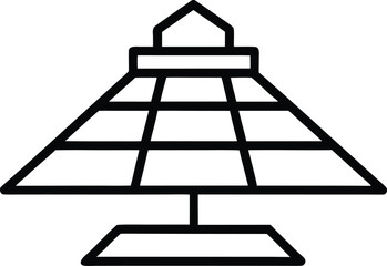 solar rooftop icon vector line art on transparent background