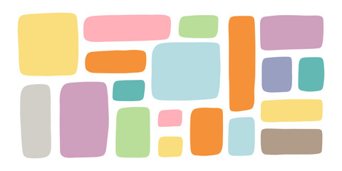Colorful Irregular Rectangle Shape Frame Set. Abstract Square Bubble Box Frame. Vector Doodle Illustration