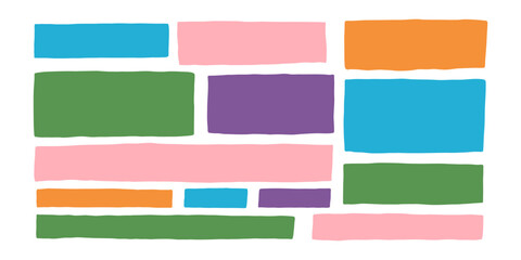 Organic Irregular Rectangle Shape Frame Set. Abstract Square Bubble Box Frame. Vector Doodle Illustration