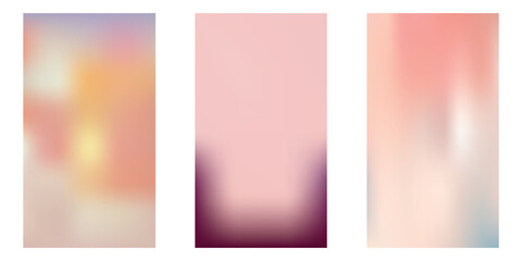 Fototapeta premium Pink Peach Gradient Aesthetic Background Set. Color Warm Pastel Texture Light Bg. Vector Phone Wallpaper