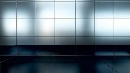 Polished metal squares on a tiled floor.
