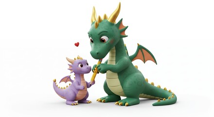 Fototapeta premium Cartoon dragons friendly cute