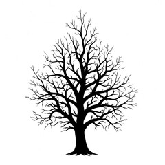 Spooky Dead Tree Black Silhouette PNG for Horror Art