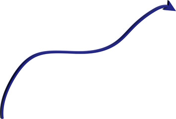 Blue 3d curved arrow showing upward trend and growth on white background