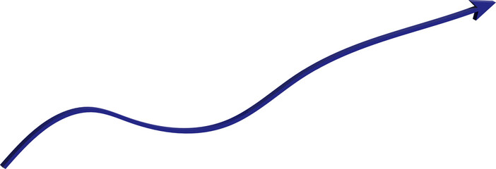Blue arrow curves upward indicating progress and growth on a white background