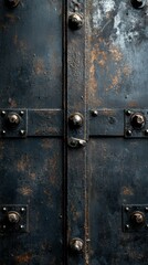 Fototapeta premium Rustic Metal Door Texture with Rivets and Weathered Detail