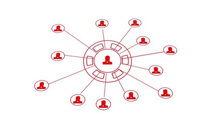 Animation of network of connections with people icons with glowing spots Social networking service concept .Global communication, social network, teamwork, connection concept. looped animation - Powered by Adobe