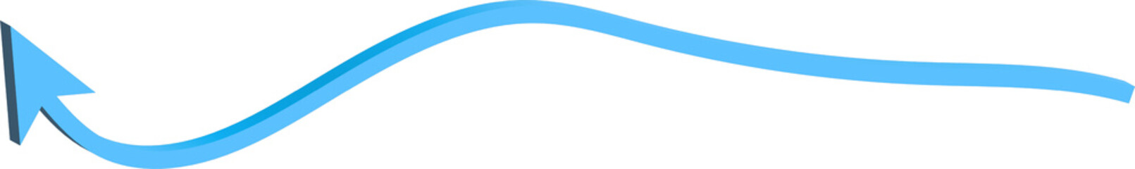 Blue arrow curving upwards and to the right with a subtle 3d effect