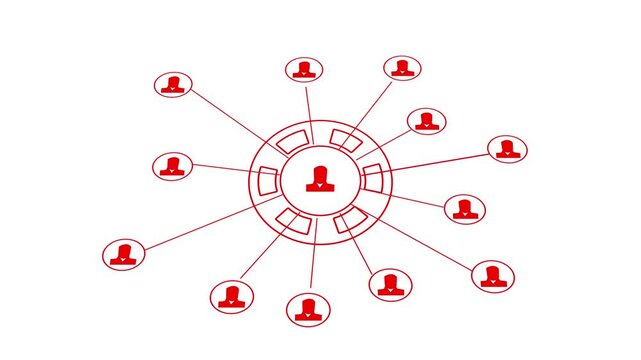 Animation of network of connections with people icons with glowing spots Social networking service concept .Global communication, social network, teamwork, connection concept. looped animation - Powered by Adobe