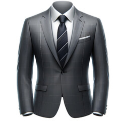Formal men's suit and tie, transparent background