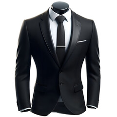 Formal men's suit and tie, transparent background