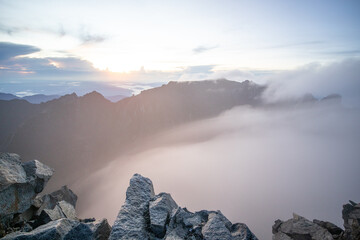 Mount Kinabalu mountain peak in Sabah, Borneo, Malaysia