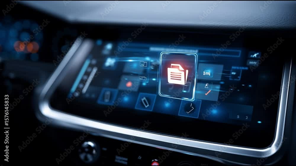 Aufkleber digital interface touchscreen car dashboard technology futuristic blue light control panel modern in
