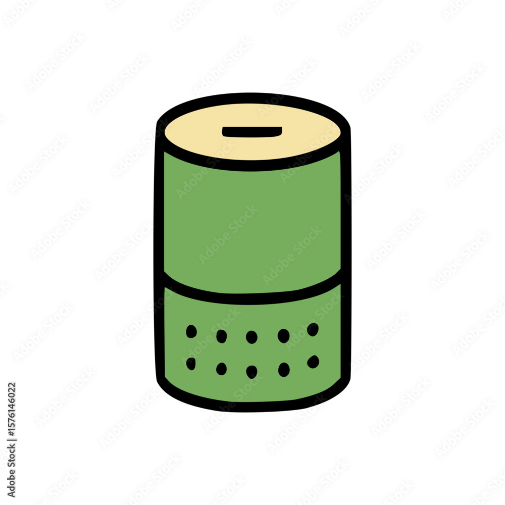 Poster flat vector illustration of wireless smart home device in cylindrical shape with dots