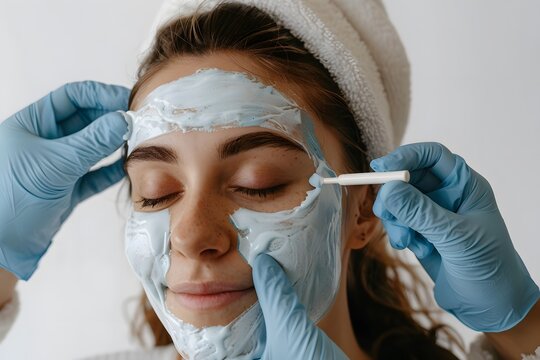 A Young woman using mask on her face - Powered by Adobe