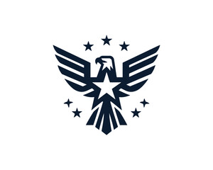 Patriotic eagle emblem vector graphic with star silhouette