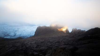 Golden halo on Mount Kinablu, Sabah, Borneo, Malaysia
