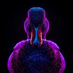 High-Resolution Fantasy Duck in Cyberpunk Style