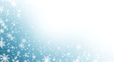 Delight in a serene winter snowfall, with delicate snowflakes creating a mesmerizing effect on a soft gradient backdrop, conveying a gentle, magical, and festive wintertime mood.