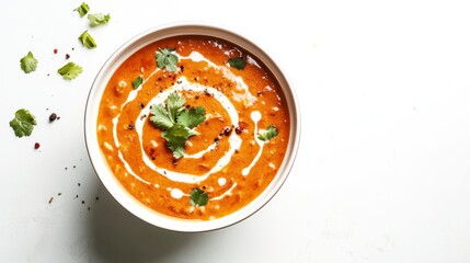 Delectable Red Lentil Soup: A visually appealing bowl of creamy red lentil soup, delicately garnished with fresh herbs and a swirl of cream. It's a culinary masterpiece that entices the taste buds.