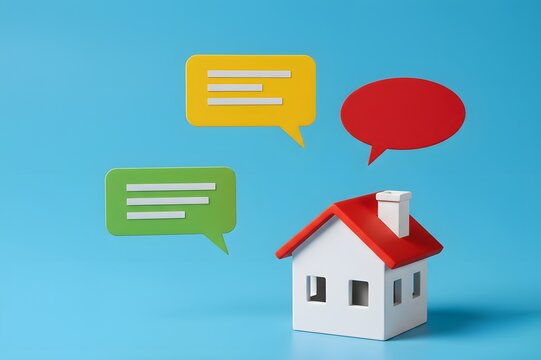 Home and conversation clouds. Home chat. Communication between neighbors. Reviews and comments on rental housing. Neighborhood chats, tenant reviews, rental feedback and Community interaction