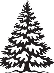 Evergreen Pine Tree Silhouette - Winter Landscape, Christmas, Nature, and Forest Environment Vector