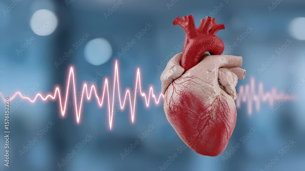 Poster heart with a red line behind it. the heart is the main focus of the image. the red line behind the h
