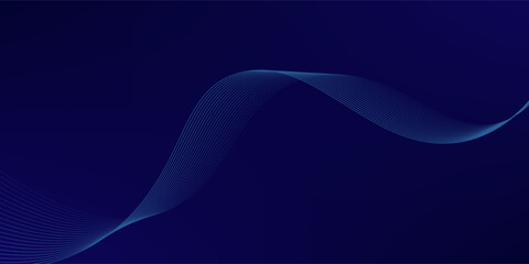 Abstract glowing wave lines on dark blue background. Dynamic wave pattern. Modern flowing wavy lines. Futuristic technology concept. Suit for banner, poster, cover, brochure, flyer, website