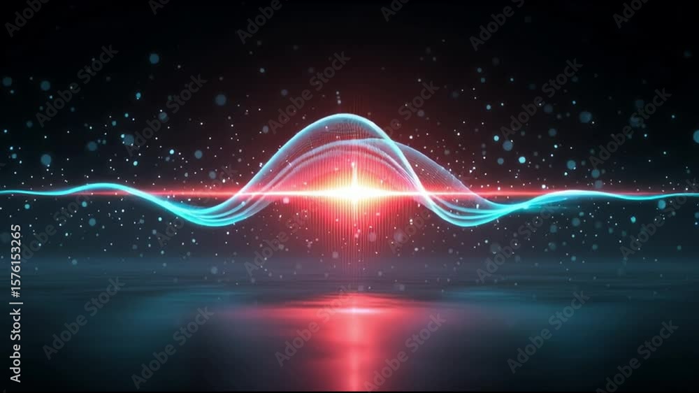 Poster abstract sound wave digital glowing light futuristic design with blue and red technology energy wave