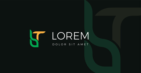 Fototapeta premium The letter bT logo resembles a natural and creative green leaf.