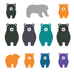 set of animal icons Tribal Style Bear Head with Pattern – Wild Animal Design 