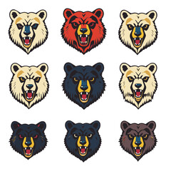Obraz premium set of Bear face Vector