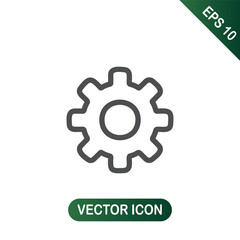 Gear Icon Simple Outline of a Mechanical Cogwheel for Settings or Configuration