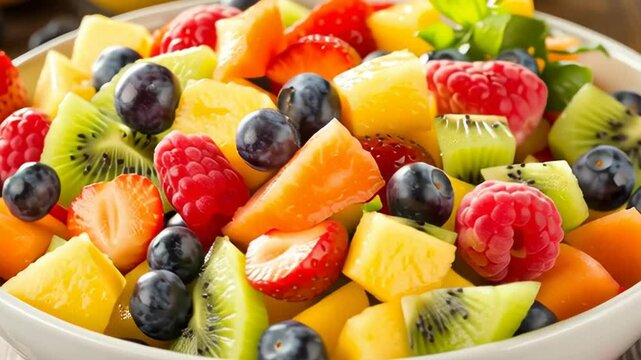 fresh mixed fruit salad colorful healthy dessert summer bowl