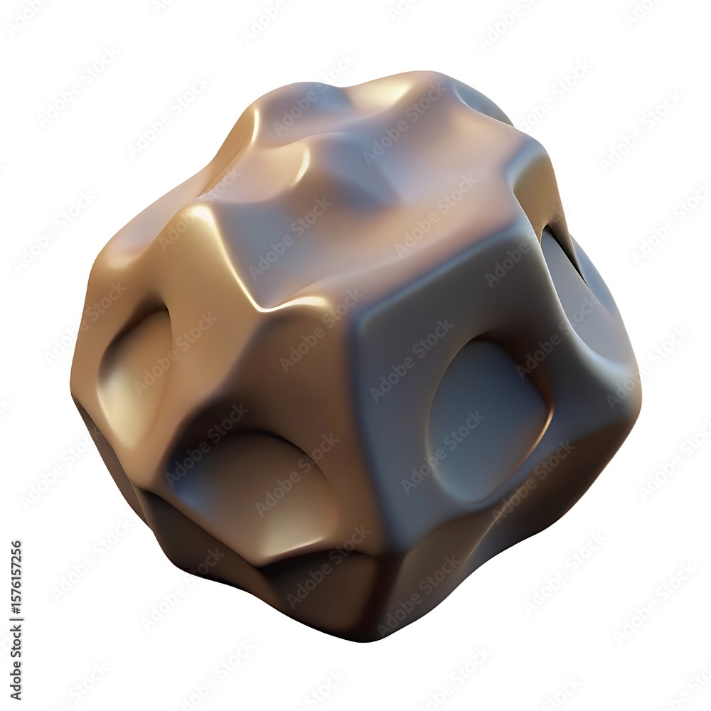 Aufkleber abstract metallic amorphous shape with smooth undulating surfaces and dimples