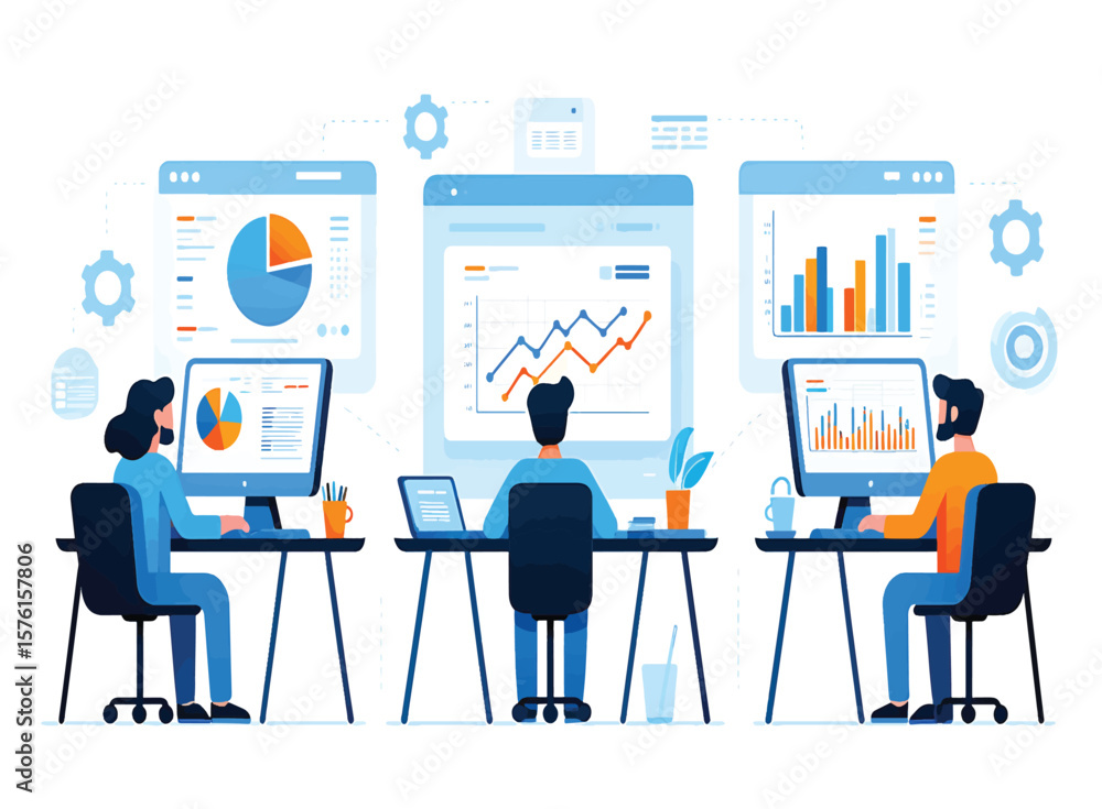 Aufkleber data analysis team collaboration visualizing business insights
