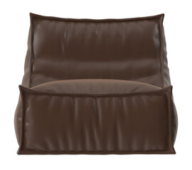 Modern Modular Pouf Lounge Chair in Brown Leather - Front View