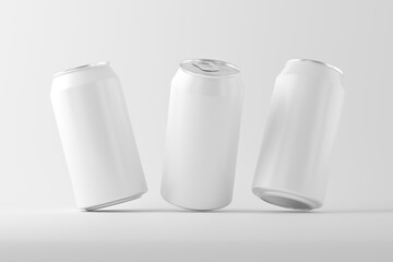 330 ml or 8.4 oz Soda Can, Beer Can, Energy Drink Can White Blank 3D Rendering Mockup