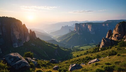 View of rock formations with nature landscape