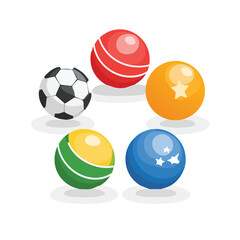 Set of Ball Vector Icons – Sports and Play Balls in Colorful Flat Style