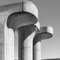 Three Concrete Columns with Curved Tops