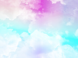 beauty sweet pastel violet and blue colorful with fluffy clouds on sky. multi color rainbow image. abstract fantasy growing light