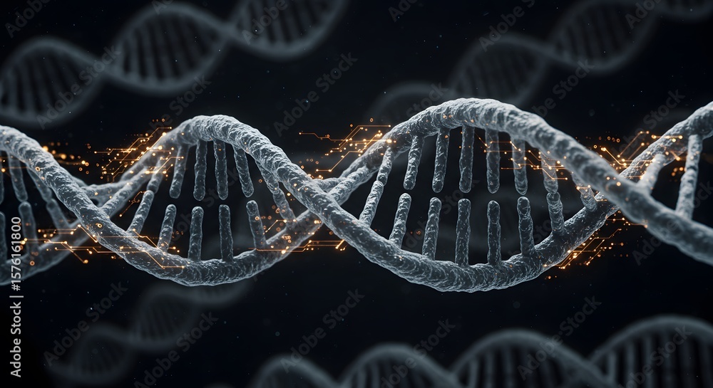 Poster a close-up view of a dna double helix structure, showcasing its intricate design.