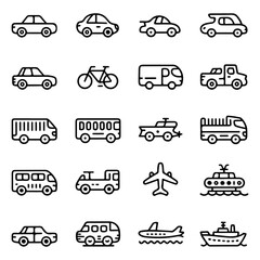 Unique and good quality Transport line icon set 
