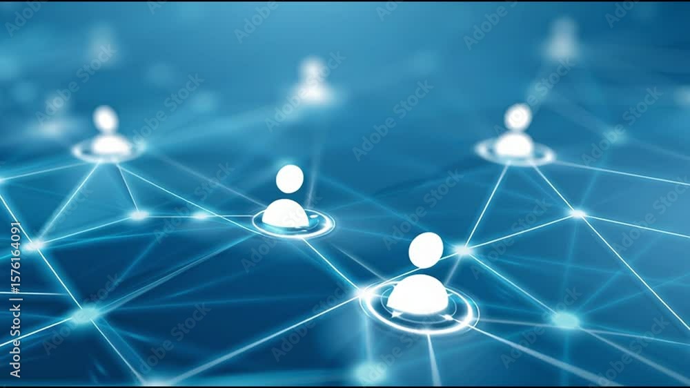 Poster digital network connection and social media communication technology with virtual people icons linke
