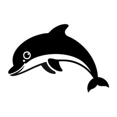 Fototapeta premium Dolphin Cute Eyes Black Glyph Icon (Color Changes Available in SVG)