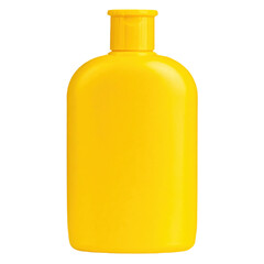 Simple yellow plastic bottle isolated on transparent background. minimalist design.
