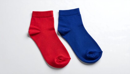 Pair of red and blue ankle socks